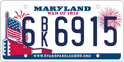 MD license plate 6BK6915