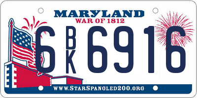 MD license plate 6BK6916