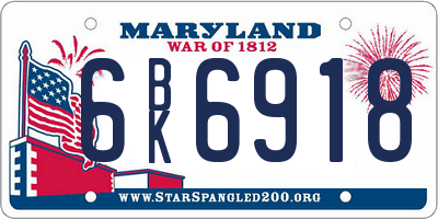 MD license plate 6BK6918