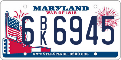 MD license plate 6BK6945