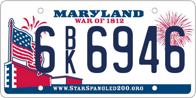 MD license plate 6BK6946