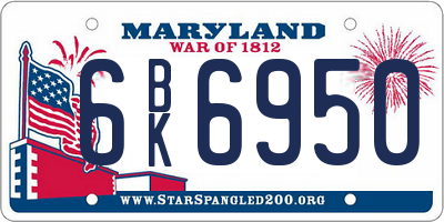 MD license plate 6BK6950