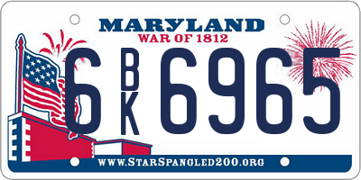 MD license plate 6BK6965