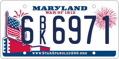 MD license plate 6BK6971