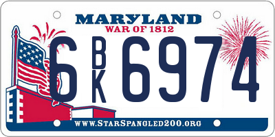 MD license plate 6BK6974