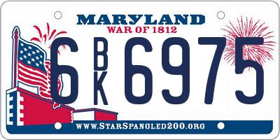 MD license plate 6BK6975