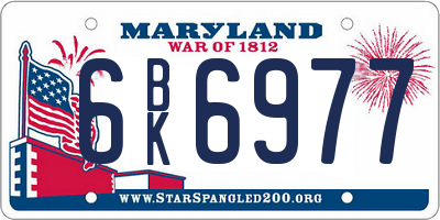 MD license plate 6BK6977