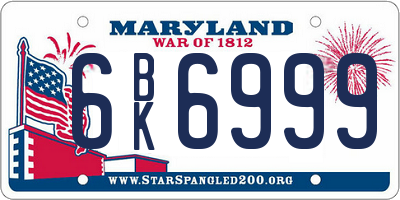 MD license plate 6BK6999