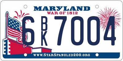MD license plate 6BK7004