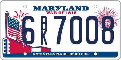 MD license plate 6BK7008