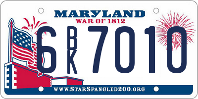 MD license plate 6BK7010