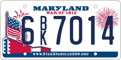 MD license plate 6BK7014