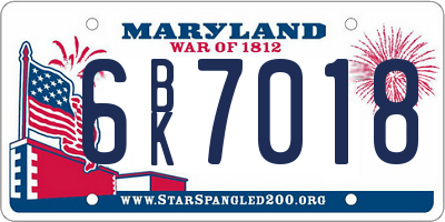 MD license plate 6BK7018