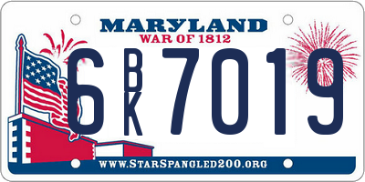 MD license plate 6BK7019