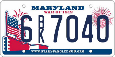 MD license plate 6BK7040