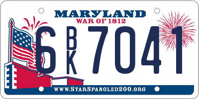 MD license plate 6BK7041