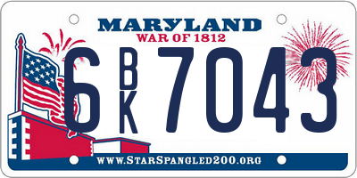 MD license plate 6BK7043