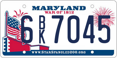 MD license plate 6BK7045