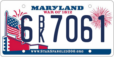 MD license plate 6BK7061