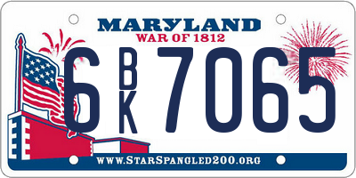 MD license plate 6BK7065