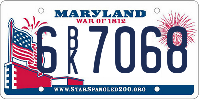 MD license plate 6BK7068