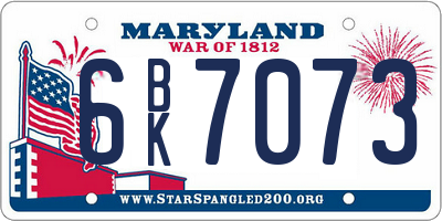 MD license plate 6BK7073