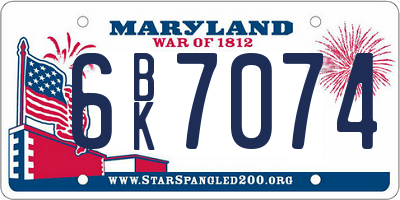 MD license plate 6BK7074