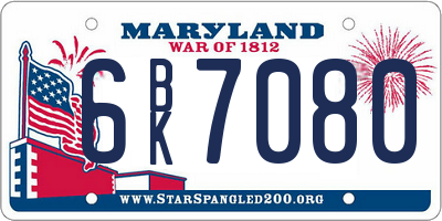 MD license plate 6BK7080
