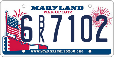 MD license plate 6BK7102