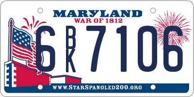 MD license plate 6BK7106