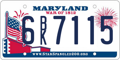 MD license plate 6BK7115