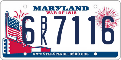 MD license plate 6BK7116