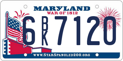 MD license plate 6BK7120