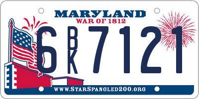 MD license plate 6BK7121