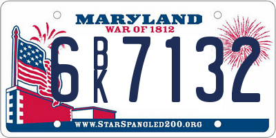MD license plate 6BK7132