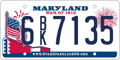 MD license plate 6BK7135