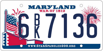 MD license plate 6BK7136