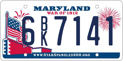 MD license plate 6BK7141
