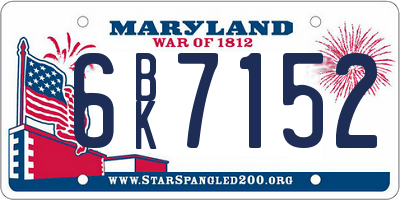 MD license plate 6BK7152