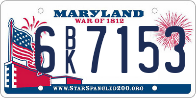 MD license plate 6BK7153