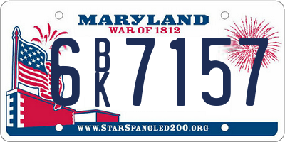MD license plate 6BK7157