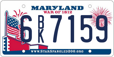 MD license plate 6BK7159