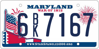 MD license plate 6BK7167