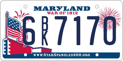 MD license plate 6BK7170