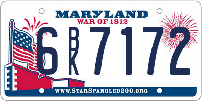 MD license plate 6BK7172