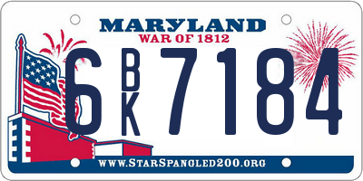 MD license plate 6BK7184