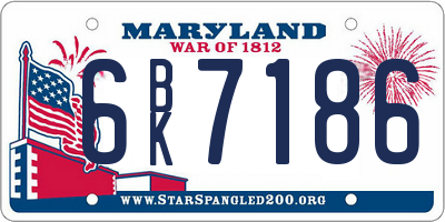 MD license plate 6BK7186