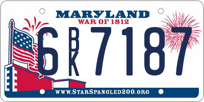 MD license plate 6BK7187