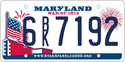 MD license plate 6BK7192