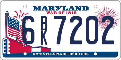 MD license plate 6BK7202